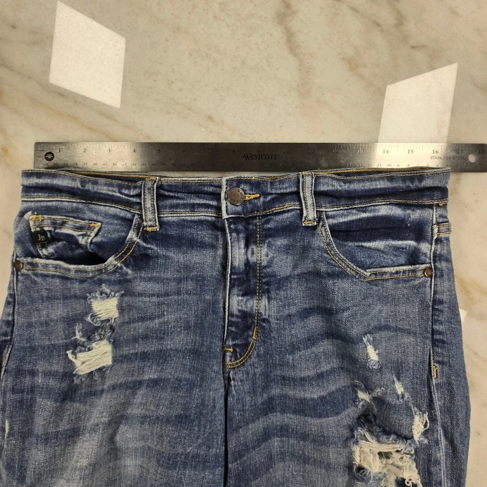 Judy Blue Boyfriend Jeans 11/30 Blue Distressed Ripped Denim Casual‎ Streetwear